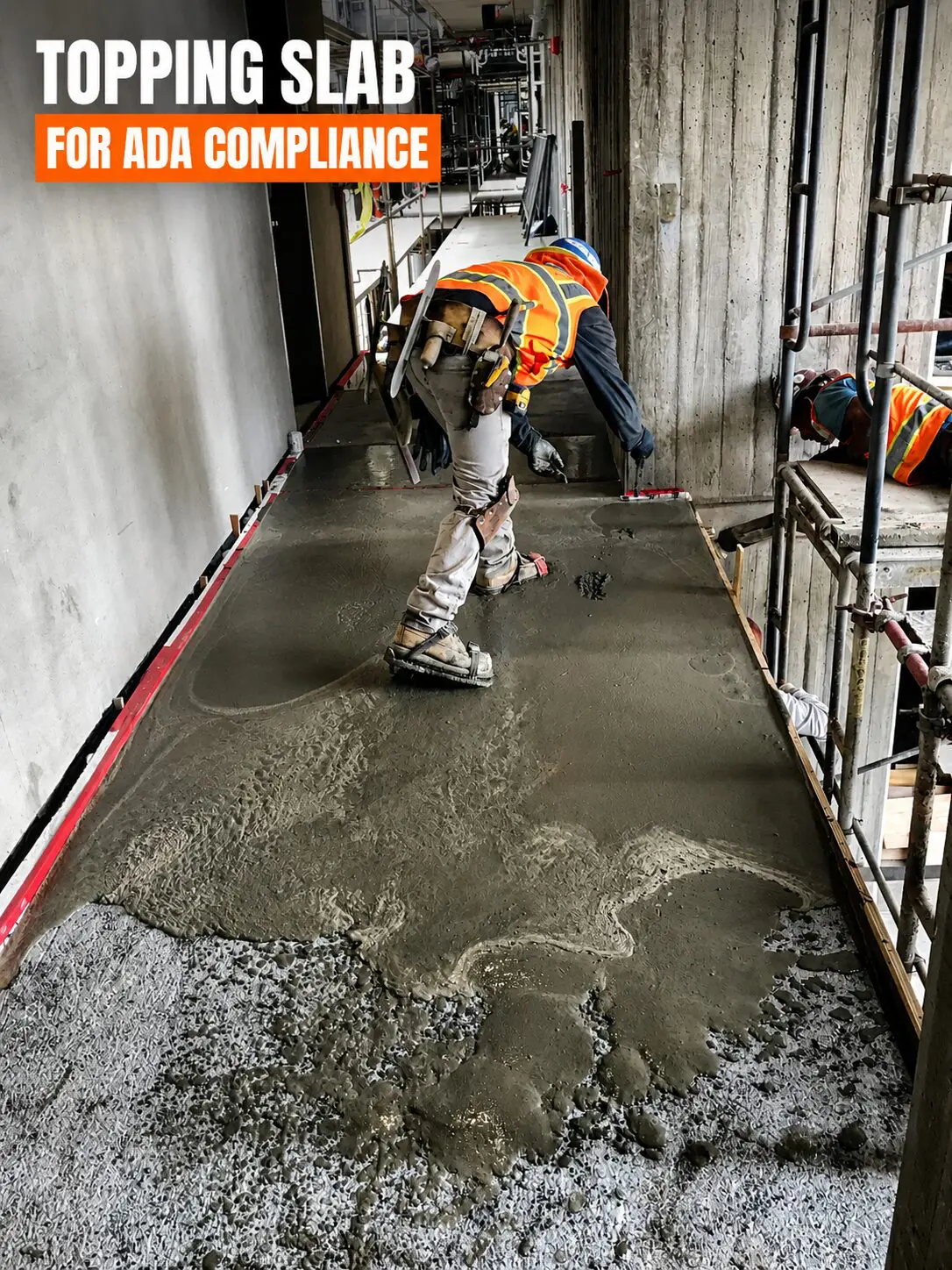 Workers pouring concrete for ADA compliance