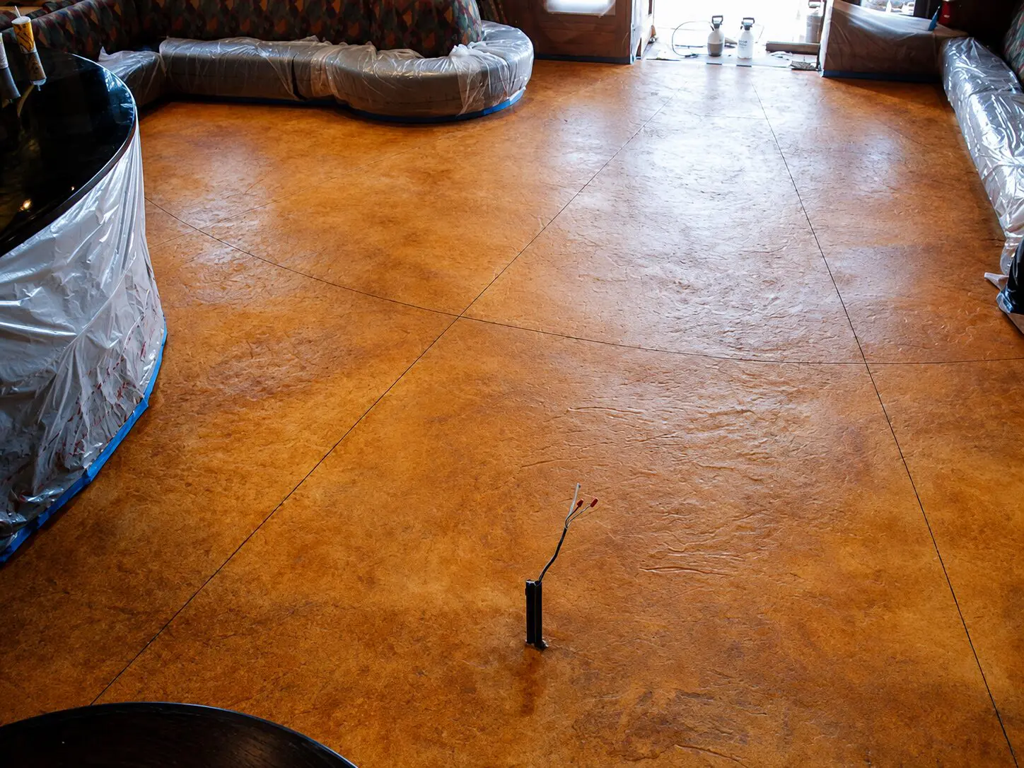 Finished concrete floor in a room