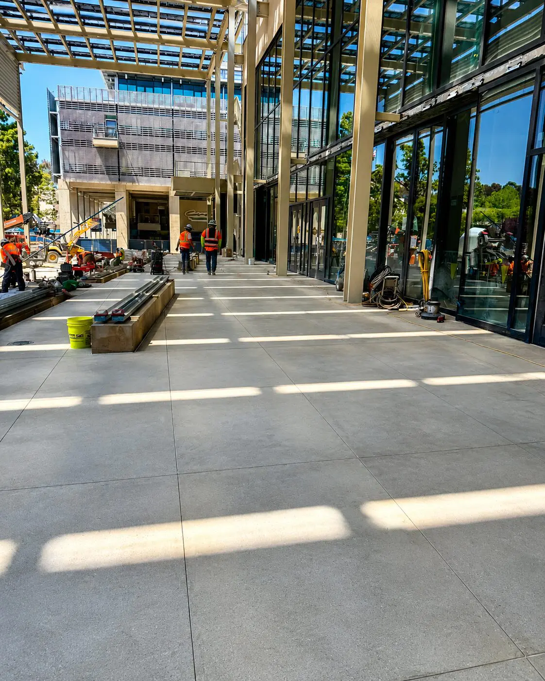 Workers preparing site for construction project