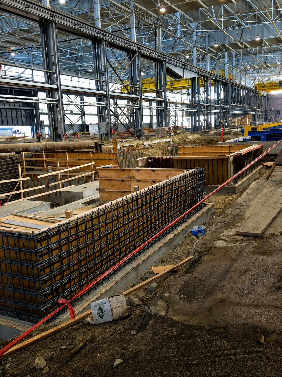 Industrial warehouse with ongoing construction work