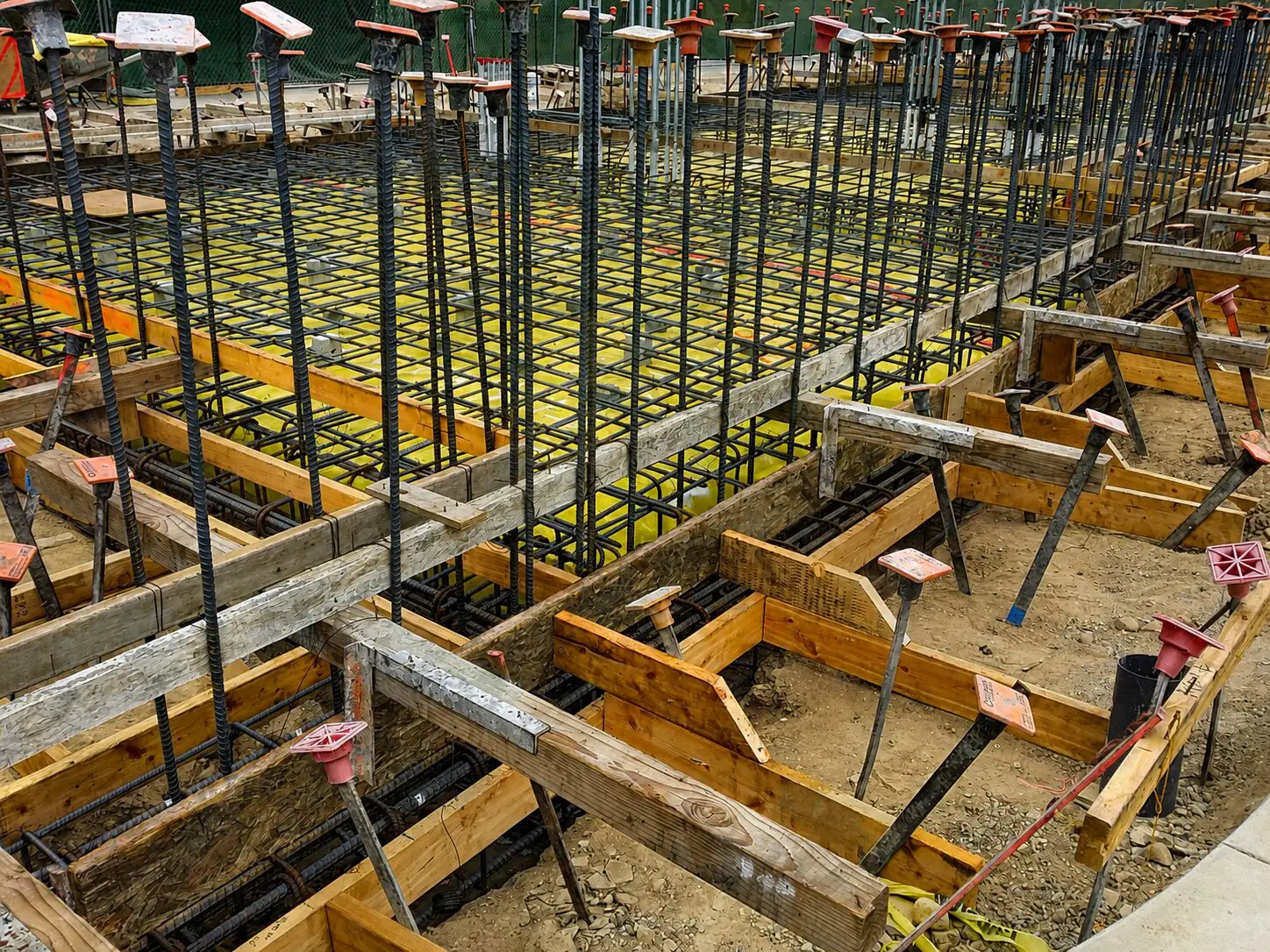 Rebar grid at construction site