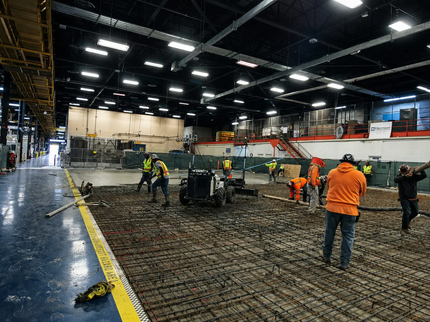 Industrial site with busy construction crew
