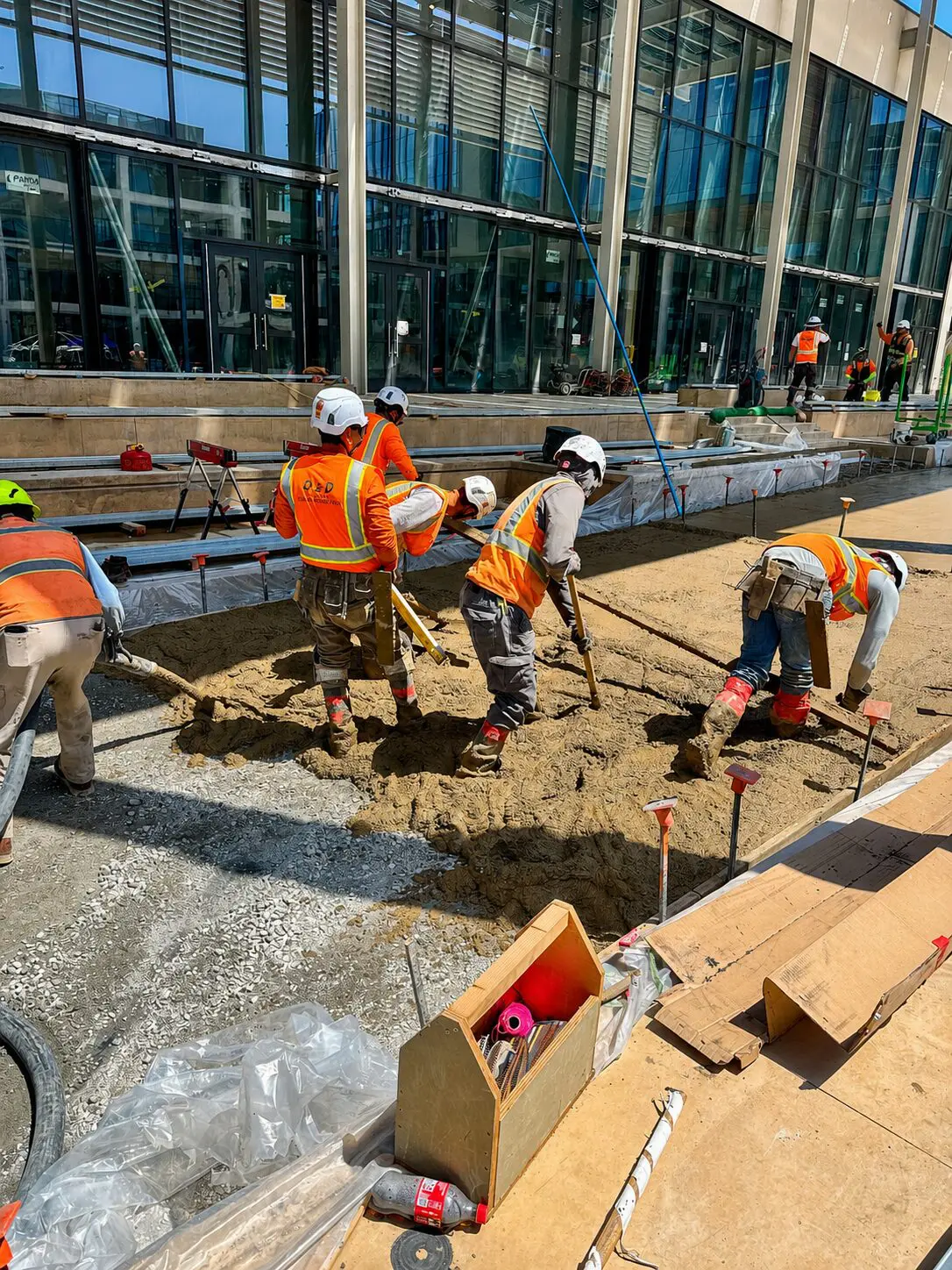 Crew in safety vests at construction site