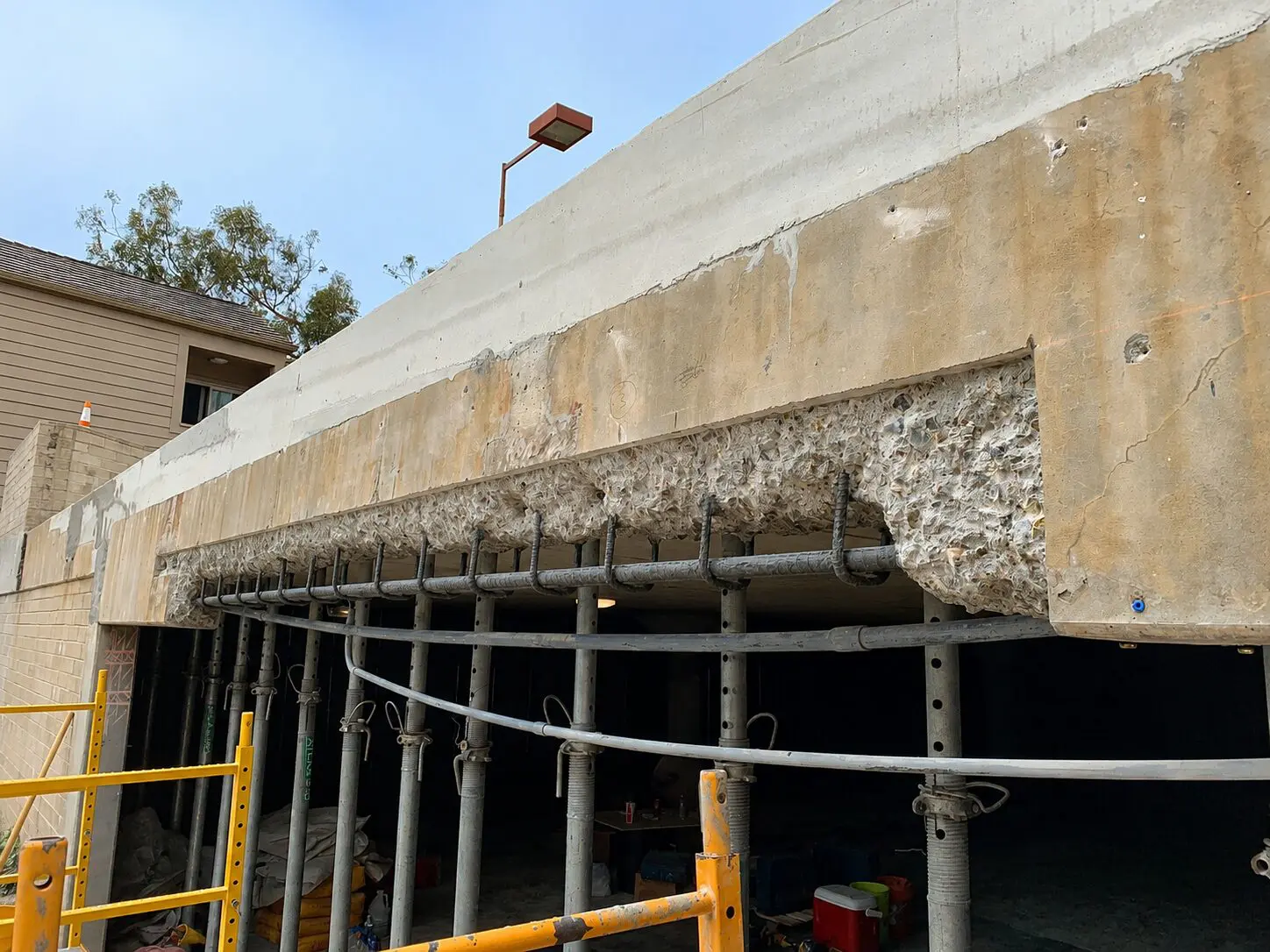 Construction site with structural repairs