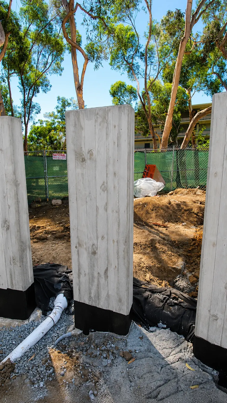 Building site with concrete columns