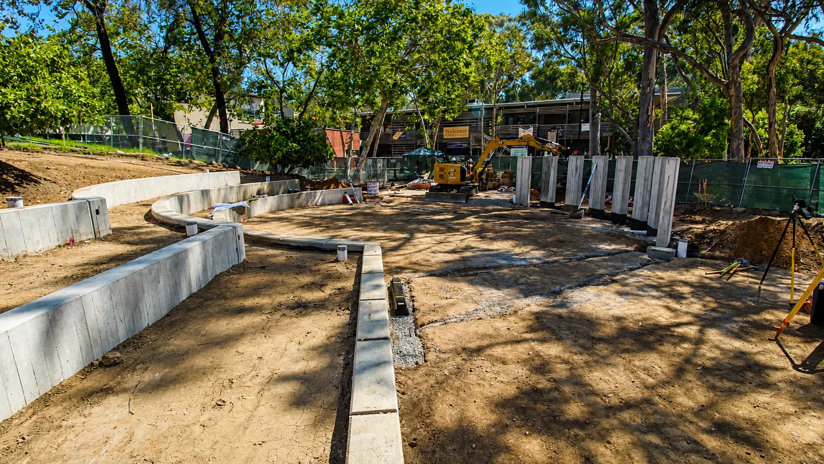 Construction site with concrete walls