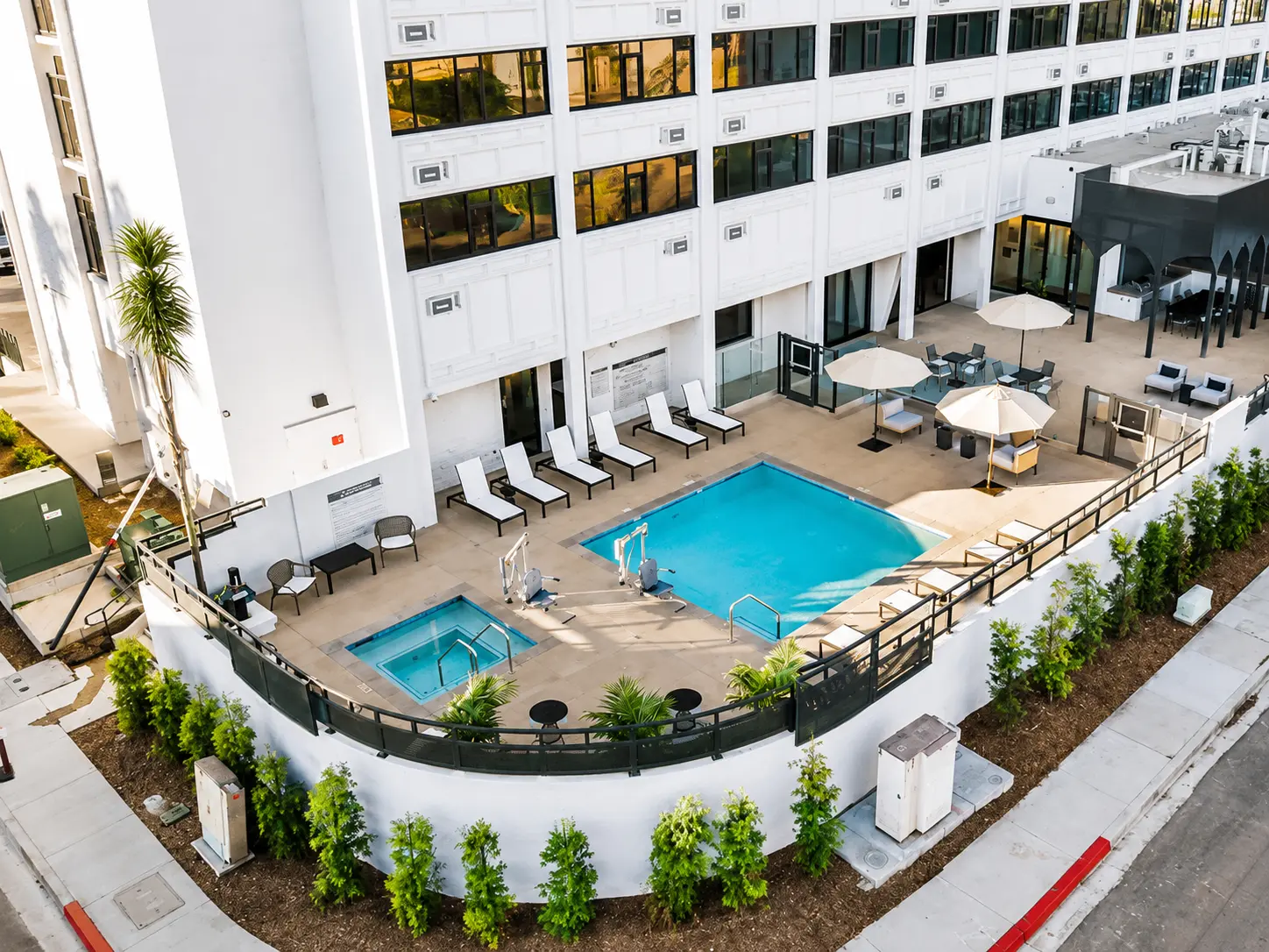 Aerial view of hotel swimming pool
