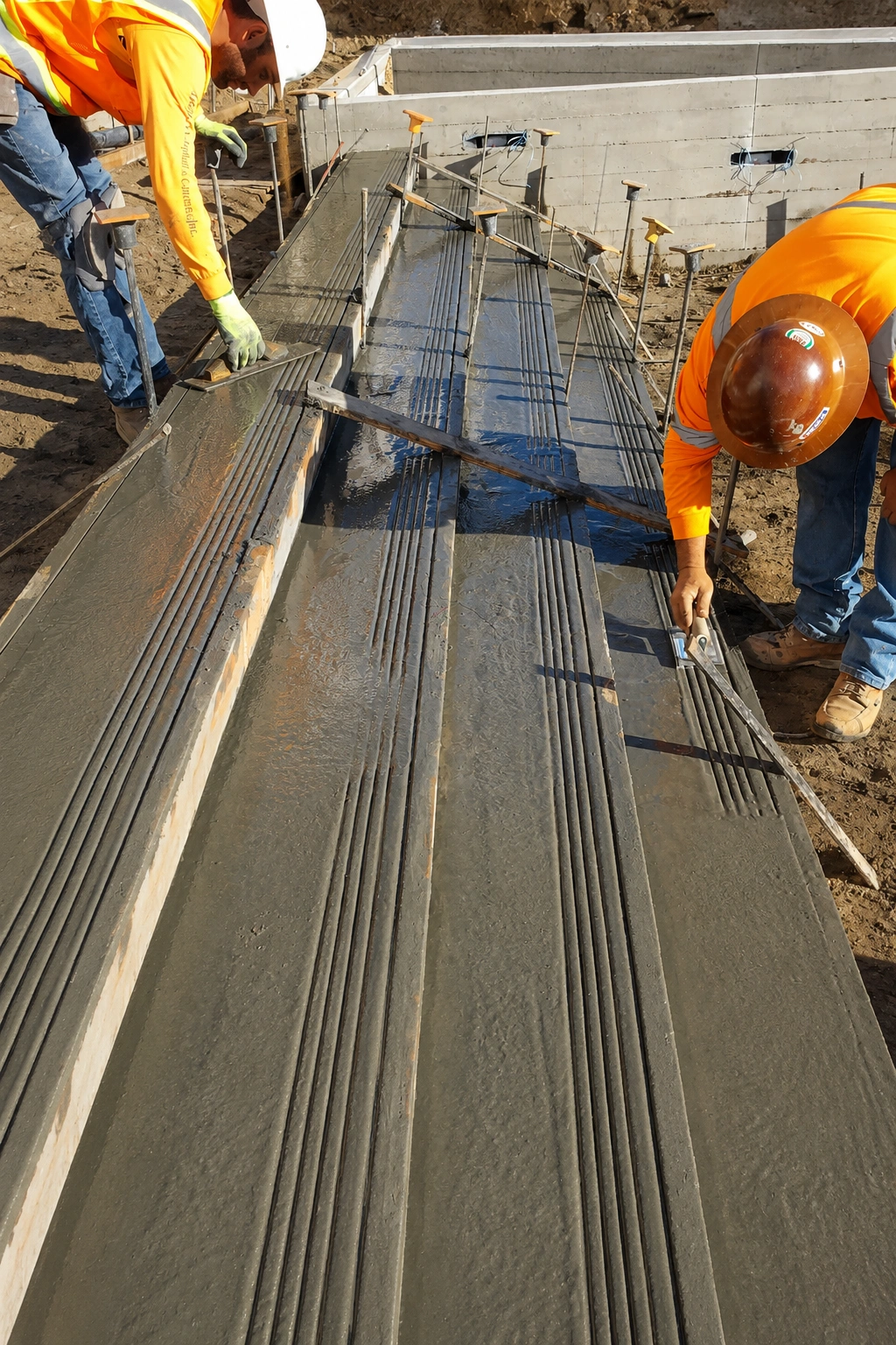 Team finishing staircase construction work